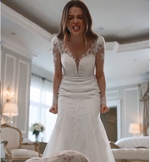 Sirens wailed in the distance, cutting through the serene quiet of the country club estate. Inside the bridal suite, the atmosphere was suffocating. Camille stood frozen in her custom lace gown, the reality of the situation finally fracturing her carefully constructed composure. Two estate security guards flanked the heavy oak doors, their expressions stoic, while a paramedic carefully checked Ruth’s vitals and examined the bruising on her neck.