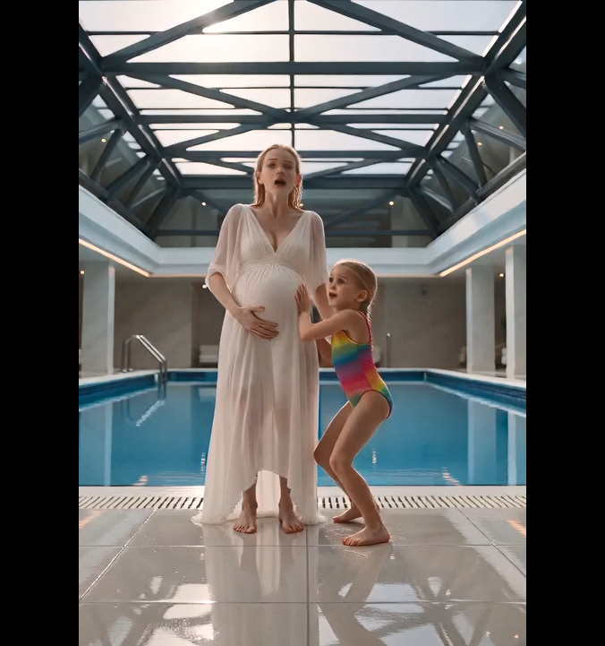 A Little Girl Pushed My Pregnant Wife Into the Resort Pool—Seconds Later, We Realized She Had Actually Saved Her Life ⭐