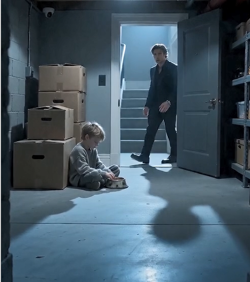 The billionaire stopped breathing when he found his 7-year-old son sitting alone on the cold laundry room floor… eating scraps from a pet bowl.  It wasn't the dirt that broke him.  It was the look on the child's face.