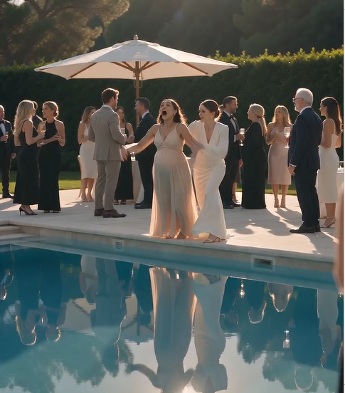 She shoved a pregnant woman into the swimming pool and thought no one saw her. She was wrong.  What was supposed to be another perfect day at a luxury villa turned into total chaos in a matter of seconds.