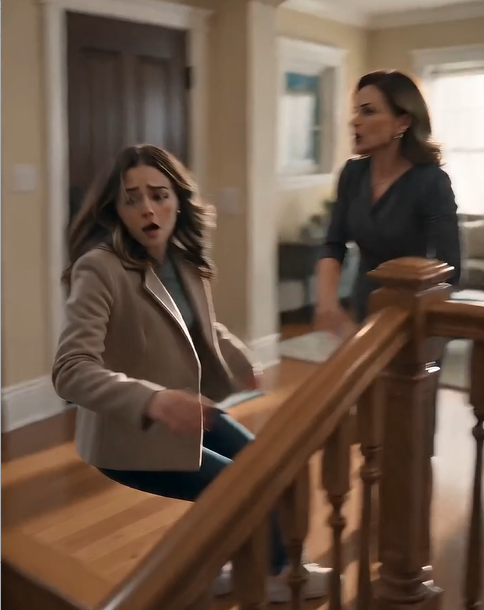 EIGHT MONTHS PREGNANT AND BLEEDING AT THE FOOT OF THE STAIRS AFTER MY SISTER PUSHED ME, I THOUGHT MY MOTHER WOULD CALL 911—INSTEAD, SHE DEMANDED THAT I APOLOGIZE FOR "UPSETTING" MY SISTER. AS I LAY THERE BLEEDING, I DIALED ONE NUMBER... AND THAT SINGLE CALL CHANGED EVERYTHING.