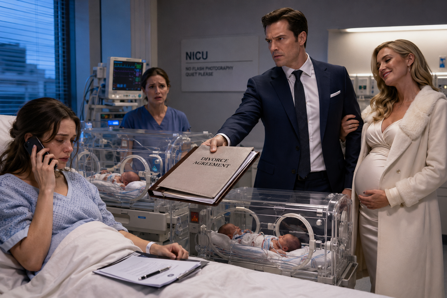 My🔥 Husband Dumped Divorce Papers on My NICU🔥 Bed and Called Our Premature Twins a Burden—He Turned Pale When He Learned My Grandfather Owned Every Hospital He Thought He Controlled
