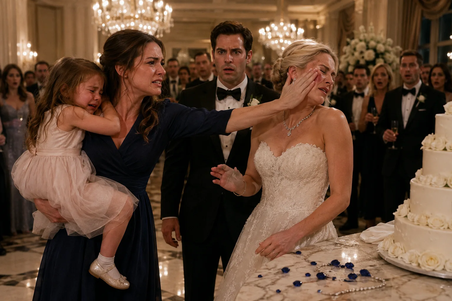 She Found Her 4-Year-Old Daughter Hiding Under a Table at Her Ex-Husband’s Wedding—Then the Bride’s Necklace Revealed a Secret No One Saw Coming