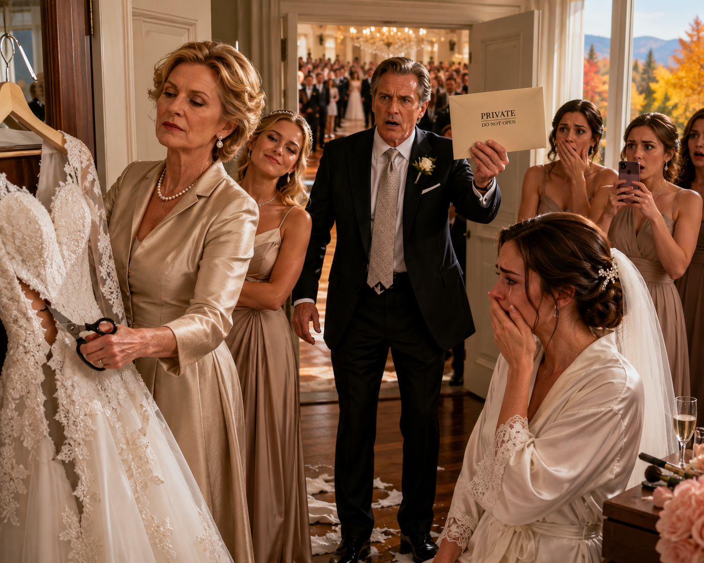 💍 MY STEPMOTHER CUT MY WEDDING DRESS IN FRONT OF 160 GUESTS… BUT SHE HAD NO IDEA MY FATHER HAD JUST DISCOVERED THE ONE SECRET THAT WOULD DESTROY HER LIFE FOREVER