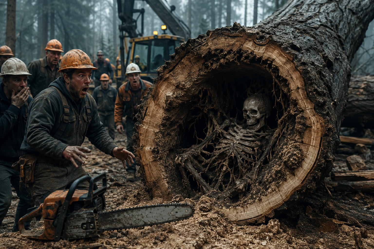 Workers Cut Down a 200-Year-Old Tree… What They Found Inside Made Even the Police Refuse to Touch It 😱