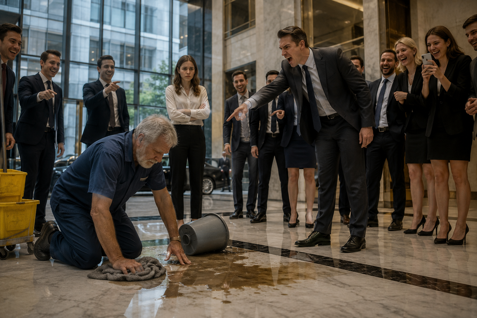 🔥 THEY MOCKED THE JANITOR EVERY SINGLE DAY... UNTIL HE BOUGHT THE ENTIRE COMPANY THE NEXT MORNING!