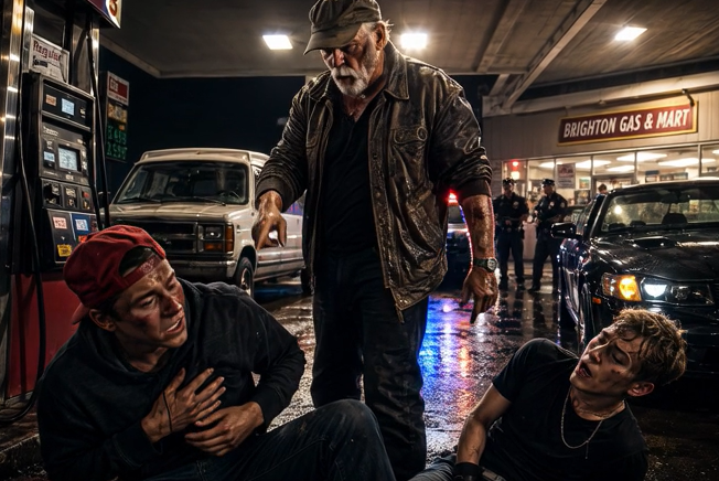 🔥 "Two Thugs Tried to Rob a Frail Old Man at an Empty Gas Station… One Minute Later, They Were Begging for Mercy After Discovering Who He Really Was!" 😱