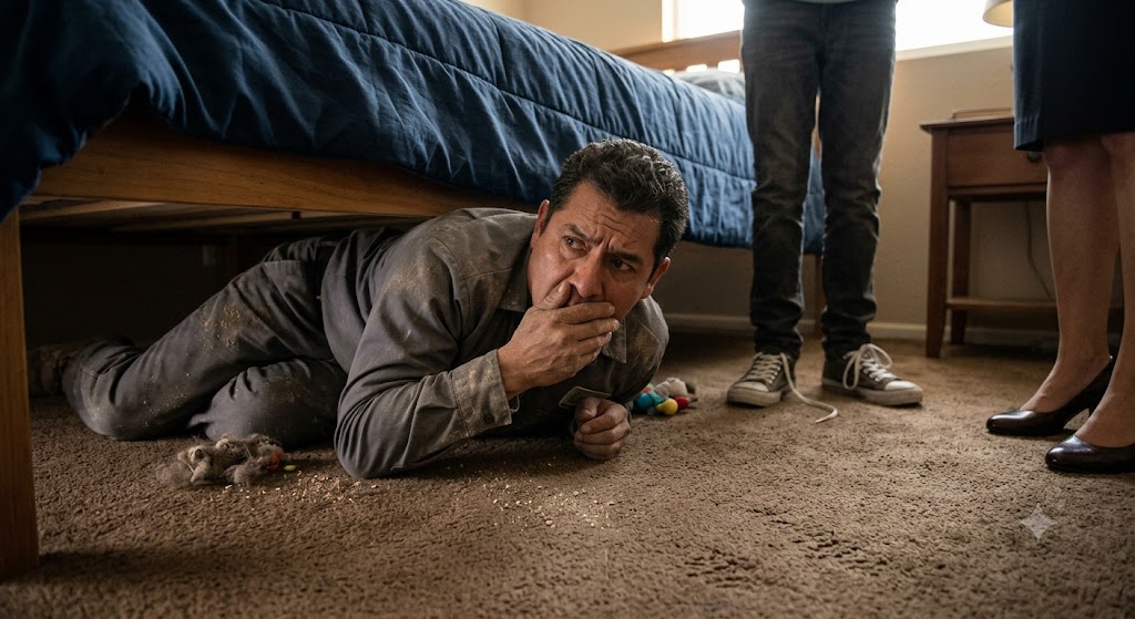 THE NEIGHBOR HEARD A GIRL SCREAMING INSIDE HIS HOUSE… BUT UNDER HIS OWN BED, HE DISCOVERED HIS WIFE’S UNFORGIVABLE BETRAYAL