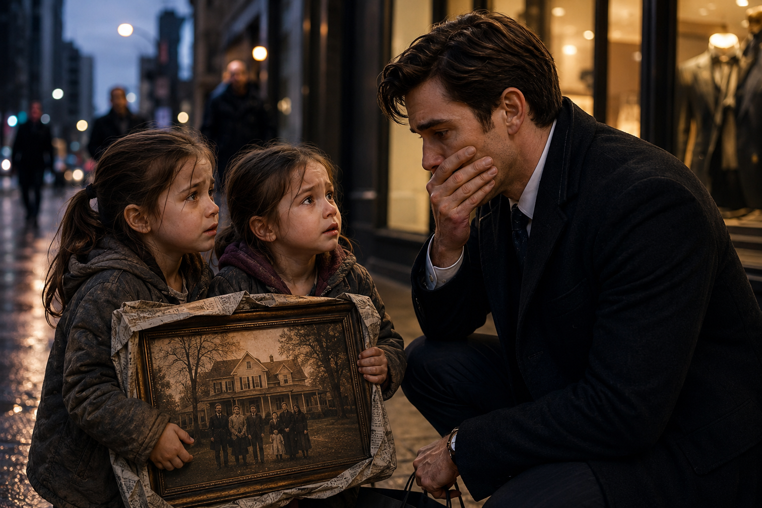 Title: THEY SOLD THE LAST THING THEIR MOTHER SWORE NEVER TO LOSE—Then a Young Billionaire Saw the Painting... and Whispered, "Where Did You Get This?"