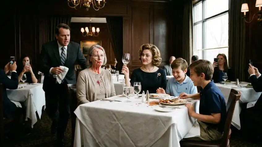 The Reveal Under the Chandelier Daniel Mercer’s voice resonated through the silent, vaulted dining room, echoing off the marble pillars and crystal fixtures.