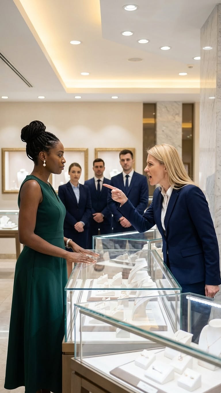 "GET YOUR HANDS OFF THAT JEWEL!" The Luxury Store Manager Publicly Humiliated an Ordinary Woman… Minutes Later, One Phone Call Destroyed Her Career Forever
