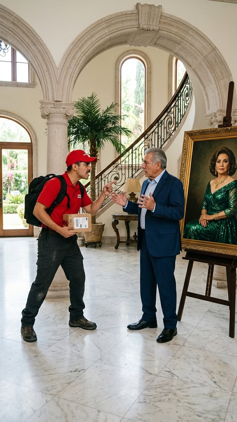 "The Delivery Driver Pointed at the Billionaire's Most Precious Portrait... 'That's My Mother!'—What Happened Next Destroyed an Empire Built on 25 Years of Lies"