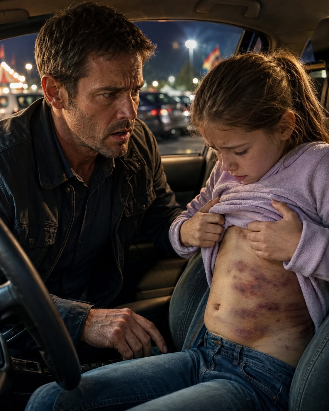 The dark red haze in my eyes slowly began to clear, replaced by the cool, stark reality of the dashboard light and the soft rhythm of my daughter’s breathing.