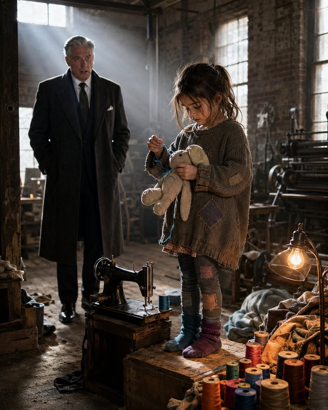 He Found a Five-Year-Old Sewing in His Abandoned Basement. When She Pointed Behind Him, His Heart Stopped.