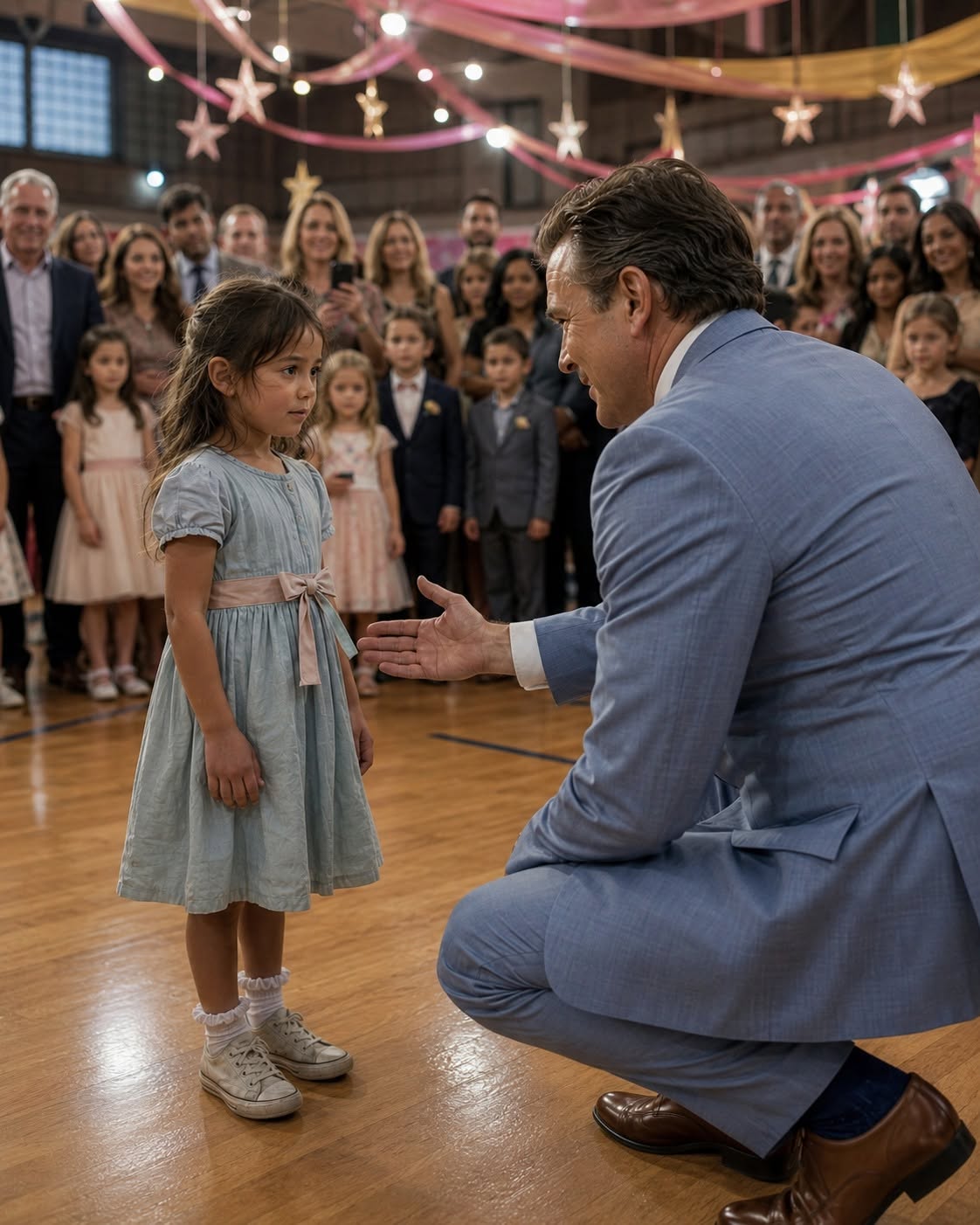 The silence that fell over the Lincoln Elementary gymnasium was absolute, thick enough to muffle the hum of the old fluorescent lights. Alexander Reeves, a man whose face usually graced the covers of Forbes and The Wall Street Journal, remained on one knee on the scuffed wooden floor.
