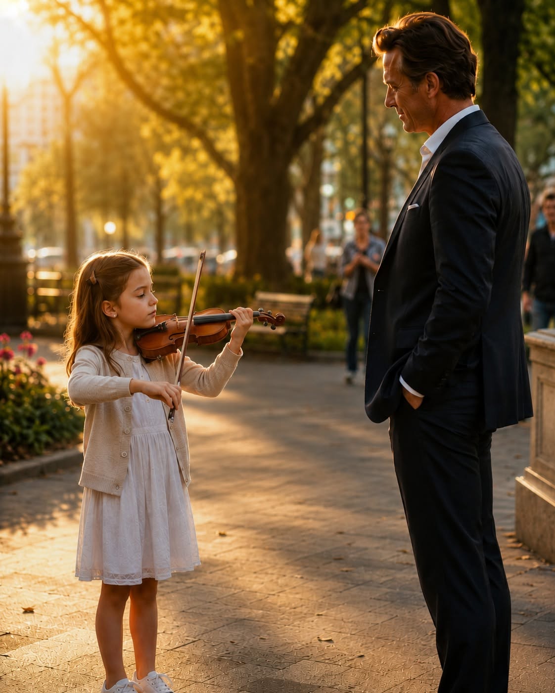 The first stroke of Lucy’s bow across the strings did not sound like the work of a twelve-year-old street performer. It sounded like a confession.
