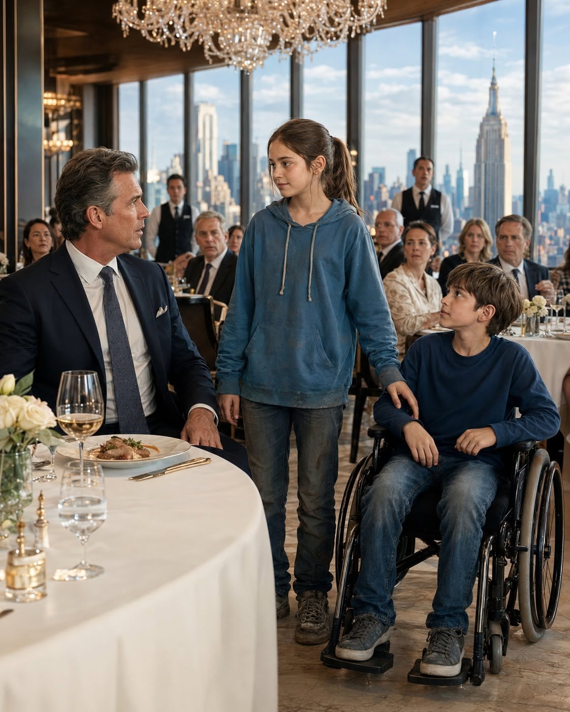 The word Security had barely left Robert Sterling’s lips when the world inside the fiftieth-floor dining room began to glitch.