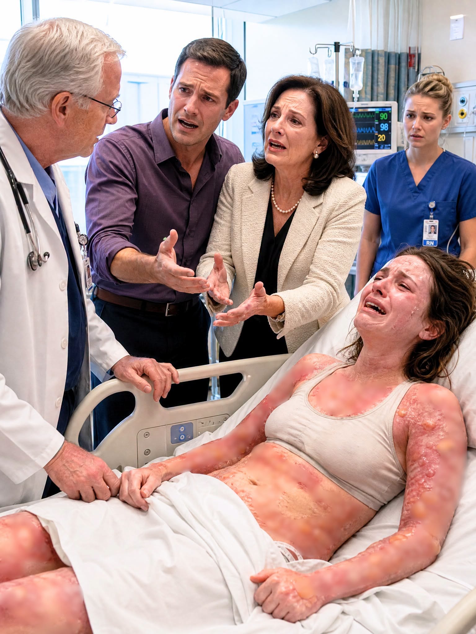 The digital clock on the hospital wall blinked silently, its red digits mocking the agonizing minutes ticking by. Outside the heavy white privacy curtain, the air turned dense, suffocating under the sudden weight of Cynthia's revelation.