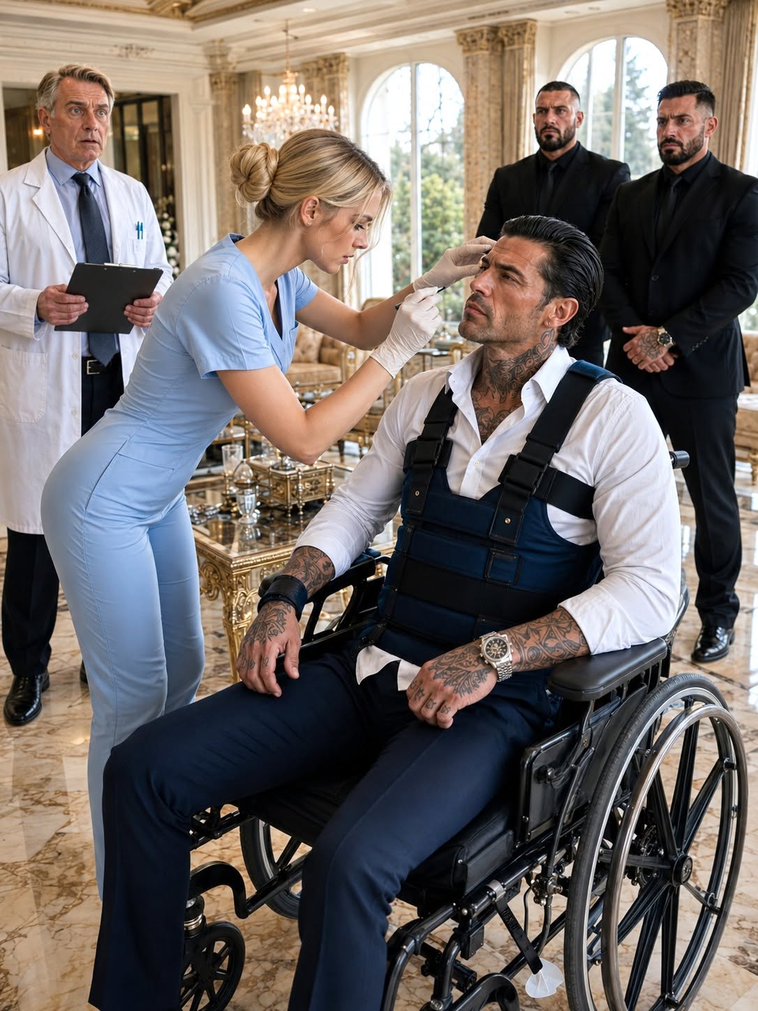 "Leave us," Roman’s voice wasn't loud, but it cut through the room like a piano wire.