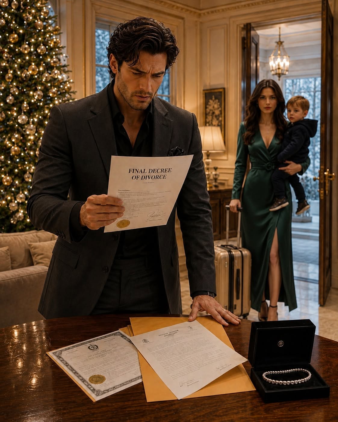 Julian’s hand shook so violently that the heavy mahogany desk trembled beneath his knuckles. The phone screen continued to flash with the name of Arthur Vance, one of Manhattan’s most formidable asset-protection and high-conflict divorce attorneys.