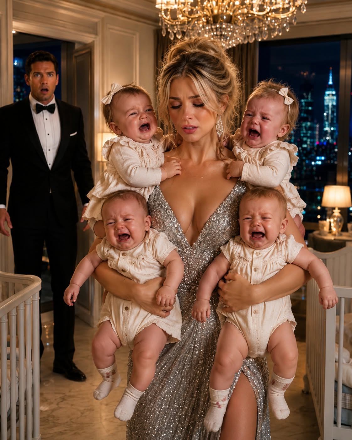 For three months, the soundtrack of my life had been relentless screaming. It was the sound of a house tearing itself apart at the seams, a symphony of infant grief that mirrored my own broken heart. But at 3:17 a.m., there was only the steady, rhythmic breathing of four tiny bodies resting against Grace.