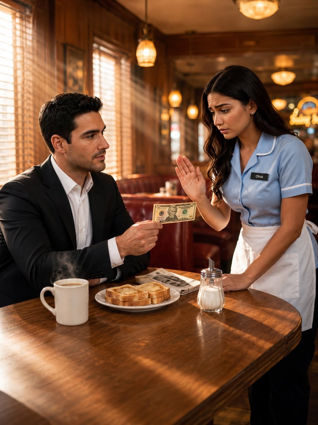 The ozone smell of gunpowder hung heavy over the stale scent of maple syrup and burnt coffee. Outside, the wail of distant sirens began to bleed through the humid morning air, but inside, the silence between Olivia Parker and Ethan Caradonna felt absolute.