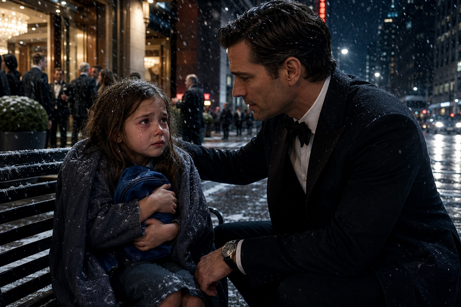 “IT WASN'T MY FAULT...” The Frozen Girl Whispered Outside a Millionaire's Charity Gala—What She Hid Inside a Worn Blue Bag Left an Entire City Speechless