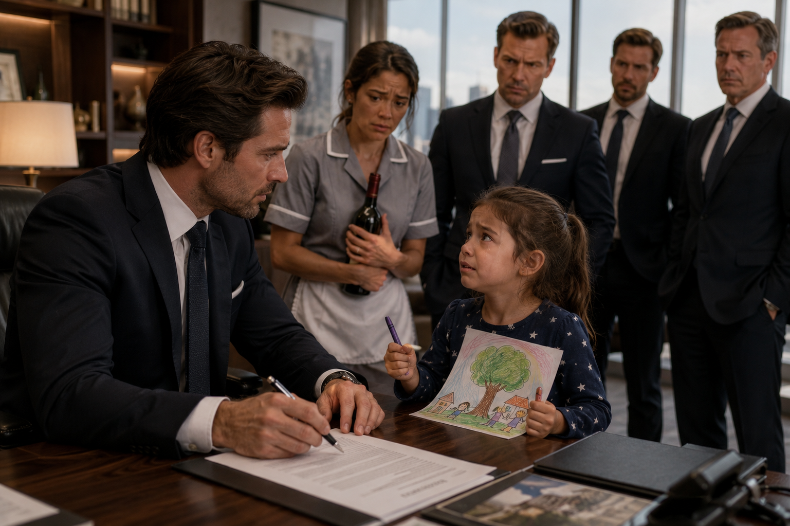 "Daddy, DON'T SIGN THAT!" — The Maid's Little Girl Stopped a Billion-Dollar Deal... But the Secret Hidden Under That Neighborhood Would Destroy a Powerful Family Forever