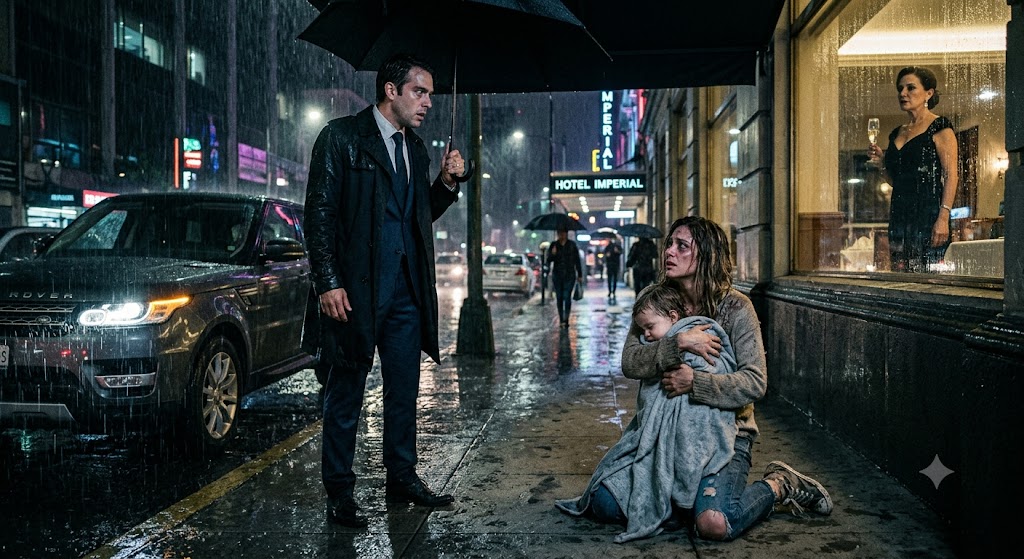 She Begged for a Job in the Rain to Feed Her Daughter… Then the Billionaire Realized the “Dead Wife” He Buried Was Standing in Front of Him