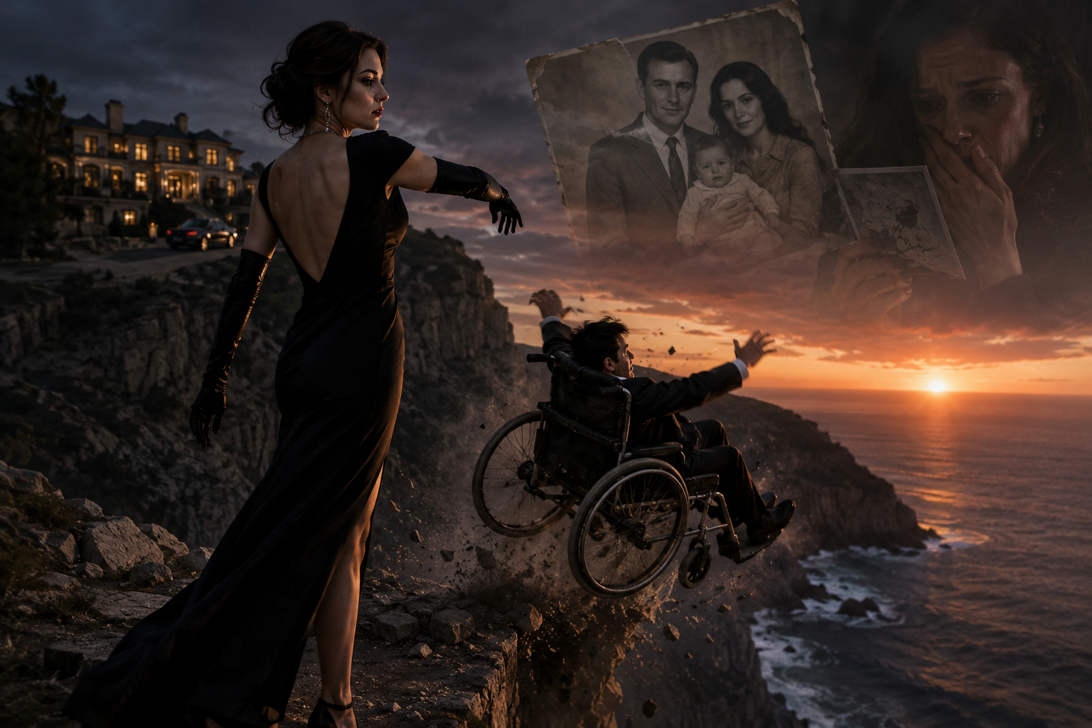 She Smiled as Her Disabled Billionaire Husband Fell Into the Abyss… But Three Days Later, His Bloody Wheelchair Appeared Outside Her Mansion. Then Her Phone Rang.