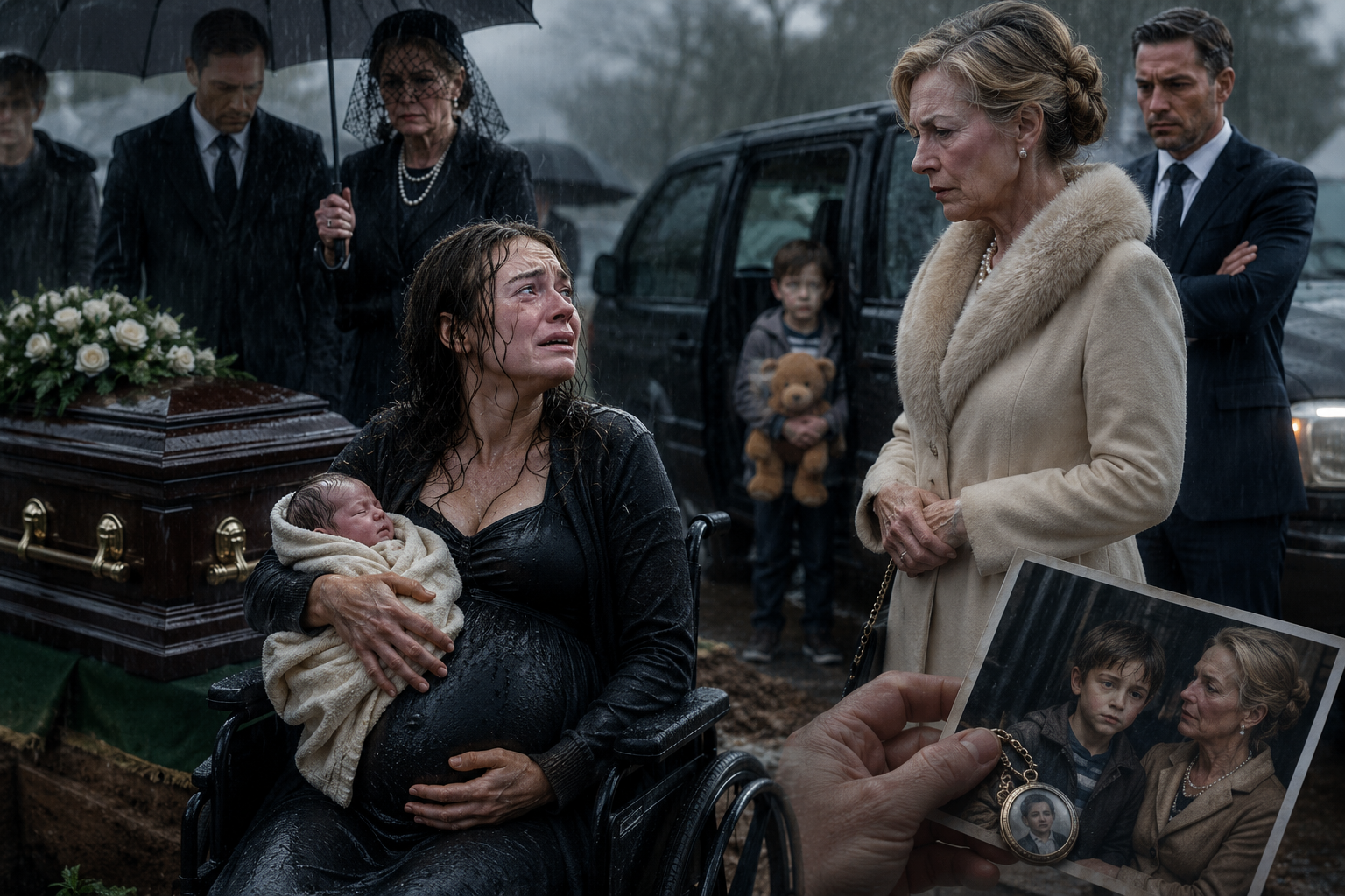 😱 MY MOTHER-IN-LAW ABANDONED ME WHILE I WAS GIVING BIRTH AT MY HUSBAND'S FUNERAL... TWELVE DAYS LATER SHE CAME FOR "HER GRANDSON"—BUT SHE HAD BEEN HIDING A CHILD FOR SEVEN YEARS.