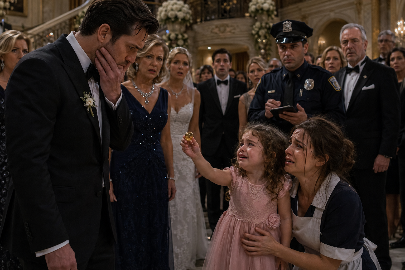"MOMMY DIDN'T DO IT!" The Maid's Barefoot Toddler Interrupted a Billionaire Wedding—Then the Groom Saw What Was in Her Tiny Hand and Turned White
