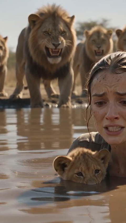 She Saved a Drowning Lion Cub... Then an Entire Pride Surrounded Her