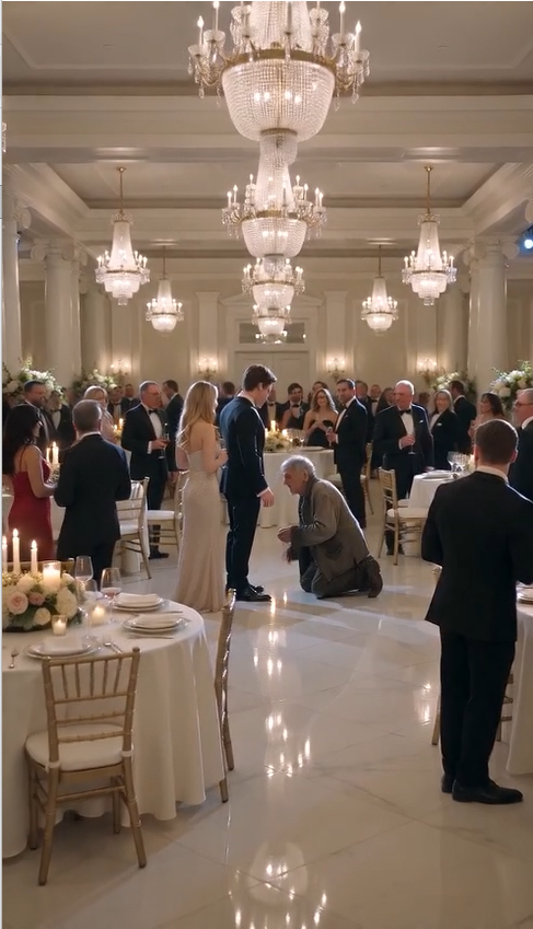 "The Billionaire Groom Knelt Before a Homeless Old Man… Seconds Later, Every Guest Froze in Horror!"