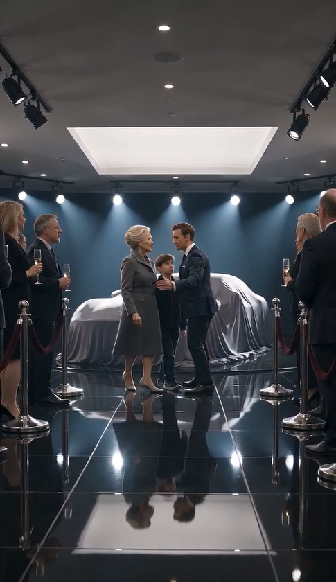 HE MOCKED THE OLD WOMAN AT THE LUXURY CAR REVEAL… THEN SHE SAID 7 WORDS THAT FROZE THE ENTIRE ROOM