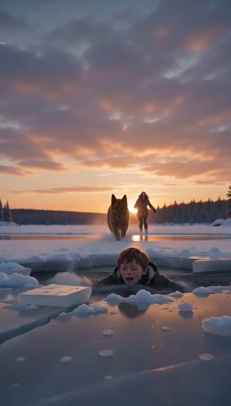 "Everyone Thought The German Shepherd Was Attacking The Frozen Boy… Until They Saw What He Pulled Out Of The Ice!"