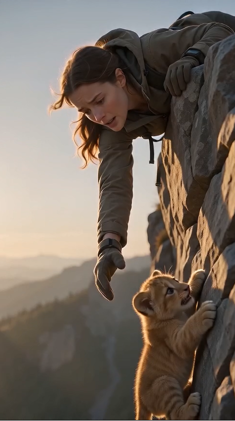 🔥Title: I Saved a Lion Cub Hanging Over a Bottomless Cliff… Seconds Later, Its Mother Stepped Out of the Forest—And What She Did Left Everyone Frozen 😱🦁