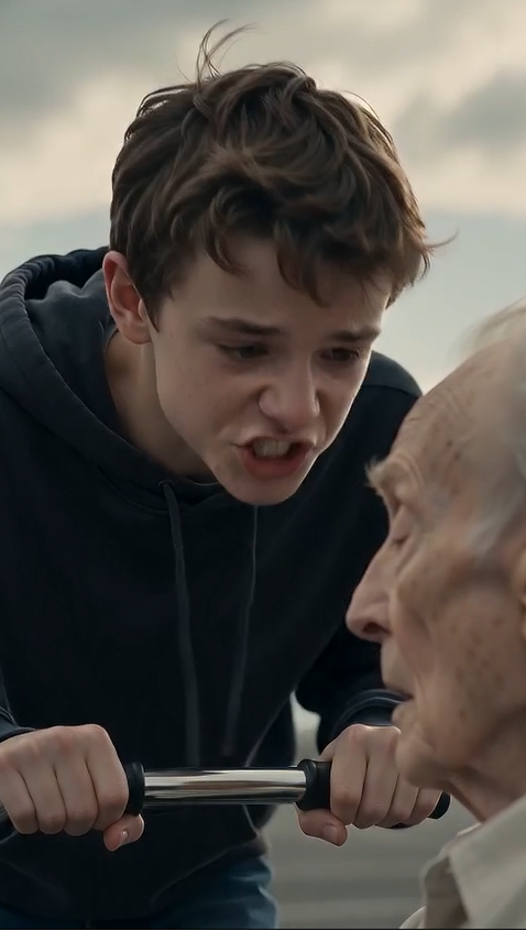 "Everyone Thought the Teen Was Robbing a Helpless Old Man... Until the Old Man Whispered Five Words That Froze the Entire Parking Lot."