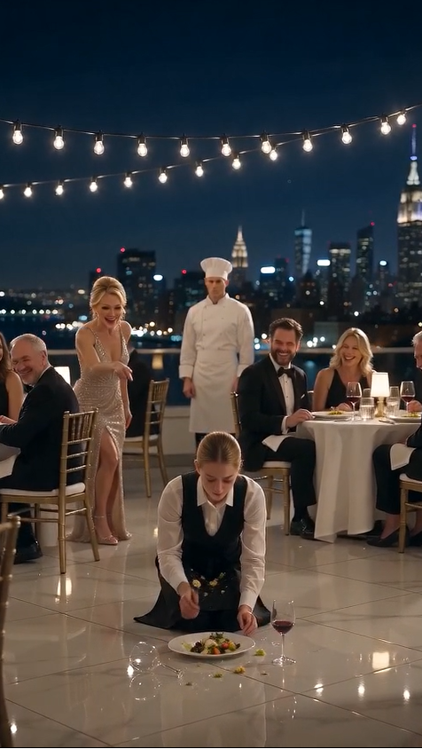 🚨 SHE KNEELED TO CLEAN THE FLOOR AT A LUXURY GALA… UNTIL THE WORLD-FAMOUS CHEF DROPPED TO ONE KNEE AND CALLED HER “MOM.”