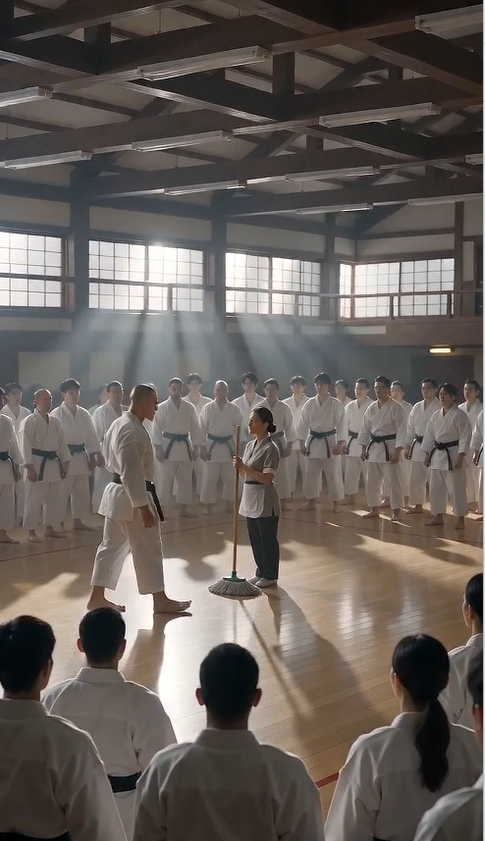 Everyone Laughed When the 68-Year-Old Janitor Entered the Dojo… Until the Grandmaster Dropped to His Knees