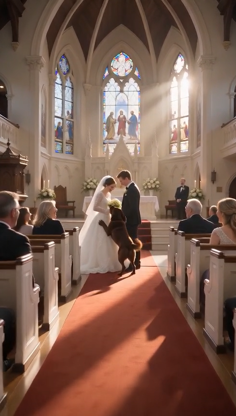 🐶 THE WEDDING STOPPED WHEN THE DOG REFUSED TO LET THE BRIDE SAY "I DO"... WHAT THEY DISCOVERED NEXT LEFT THE ENTIRE CHURCH FROZEN!