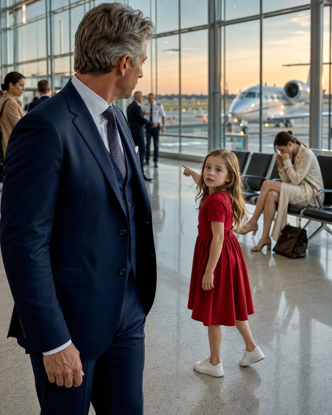 The ambulance sirens wailed into the cold night air, cutting through the heavy traffic outside the airport. Behind them, a sleek black Maybach followed at a steady distance. Inside the car, the silence was broken only by the soft, ragged breathing of six-year-old Hope.