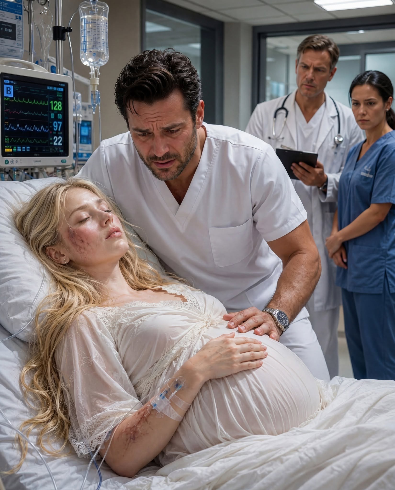 “Code Blue!” Dr. Lawson screamed, her voice cracking as she lunged toward the bed, shoving me aside with a desperation that meant Hannah had already crossed the threshold into the dark. “Crash cart! Now! Push two milligrams of epinephrine!”