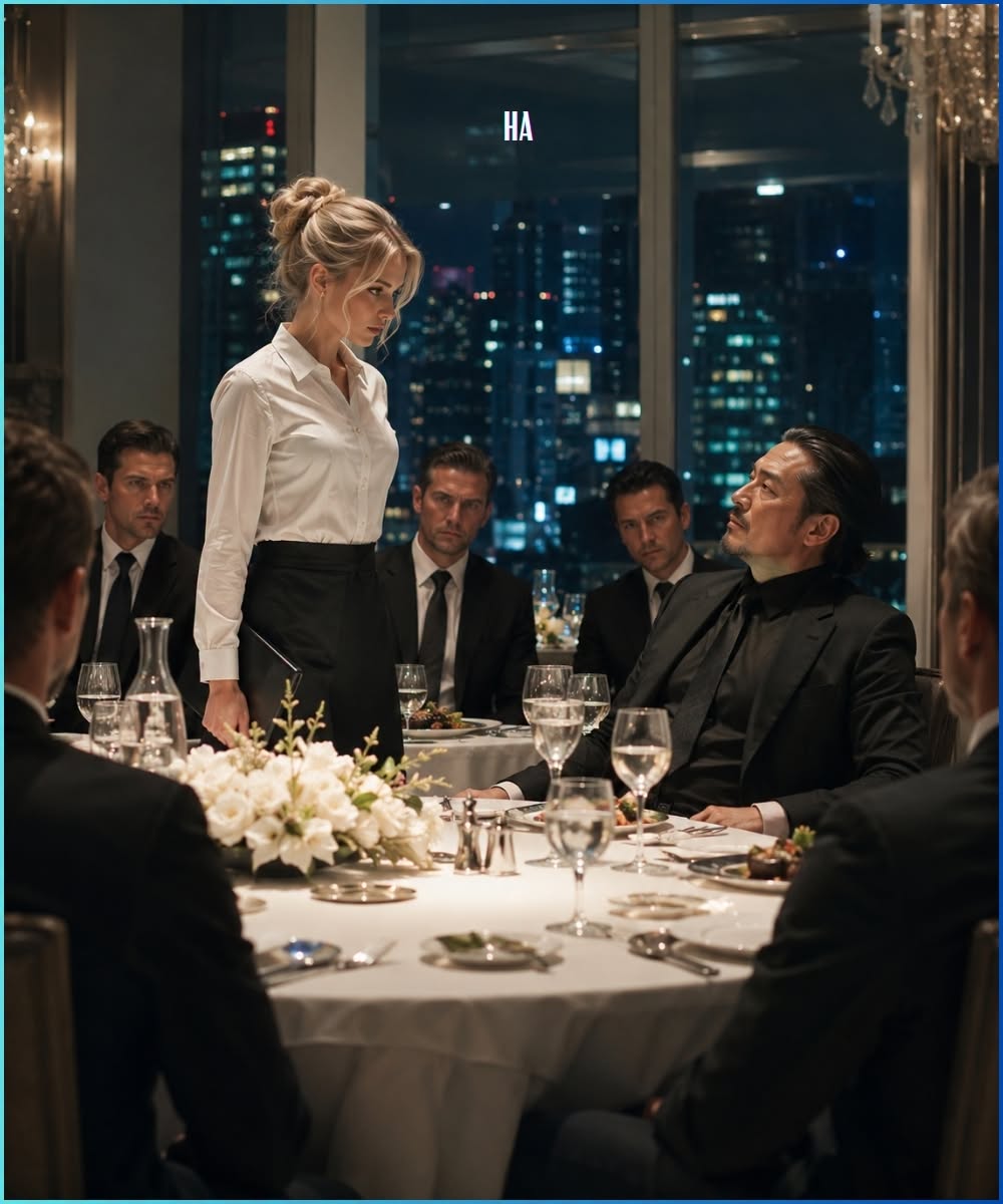 The silence in the private dining room was so absolute that the hum of the refrigeration units behind the kitchen doors sounded like distant thunder. Kenji Kuroda stood two feet from Evelyn, his dark eyes boring into hers. The air smelled of expensive cologne, raw ozone, and the coppery tang of Miles’s blood near the threshold.