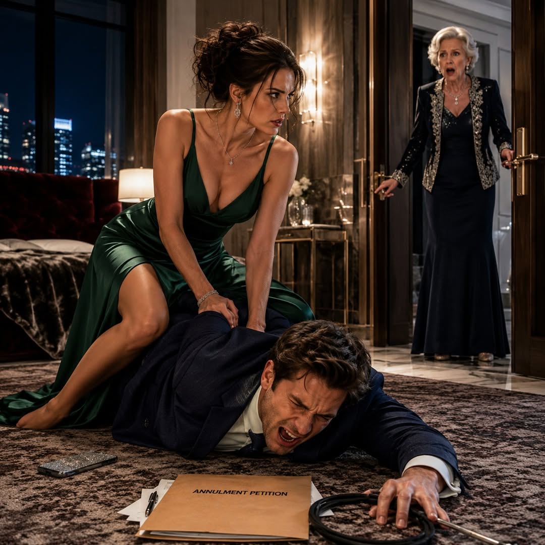 The rhythmic thwack, thwack, thwack of the leather riding crop against Dominic’s tailored trousers echoed like a gunshot in the silent, opulent bridal suite. Outside, the glittering lights of the city hummed with life, completely unaware of the trap that had just snapped shut around me.