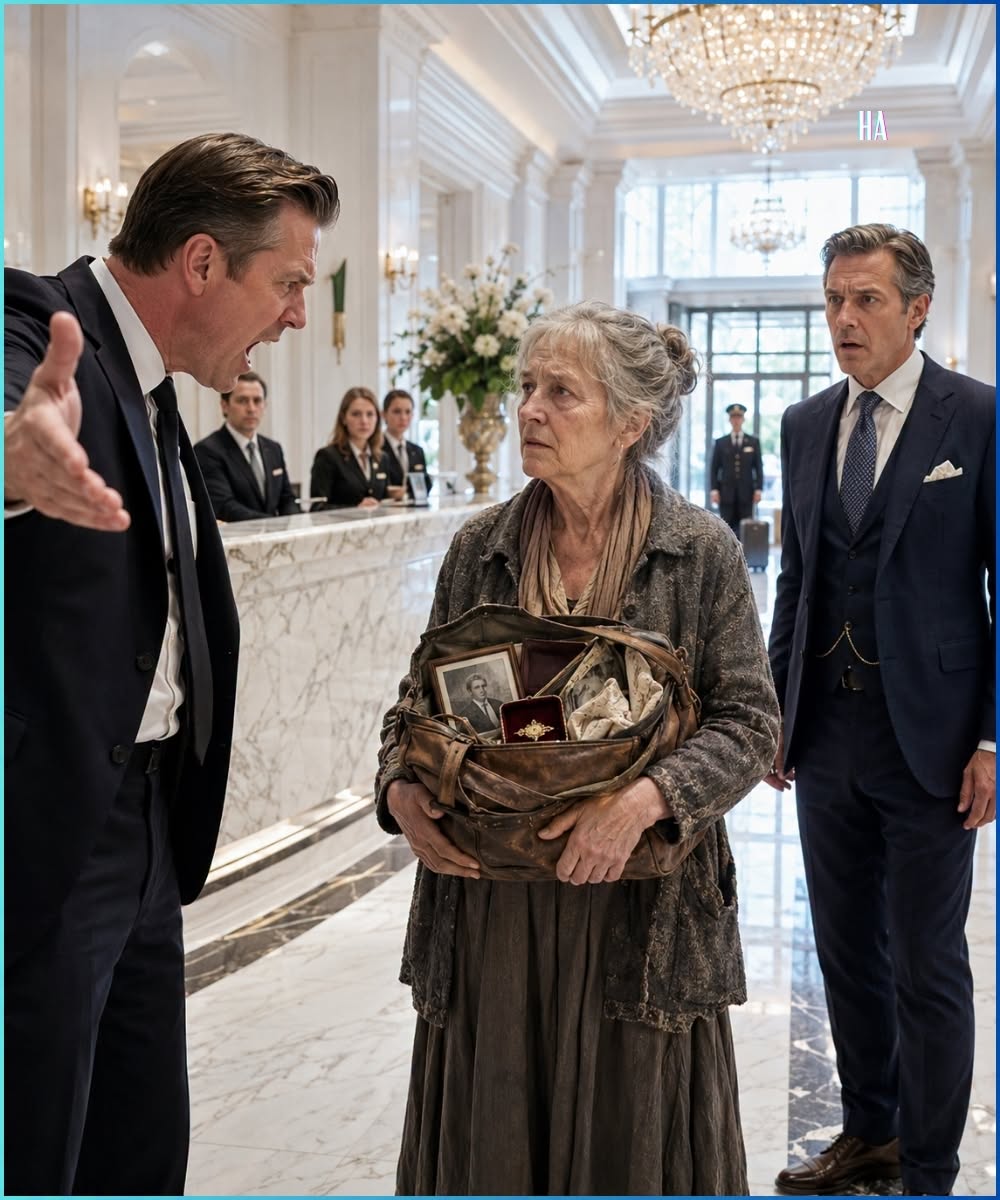 The silence in the grand lobby of the Whitmore Grand was absolute. It was the kind of heavy, breathless stillness that precedes a sudden storm. The crystal chandeliers overhead seemed to hum, casting fractured beams of light across the polished Italian marble floor where Ruth Bennett knelt just moments before.
