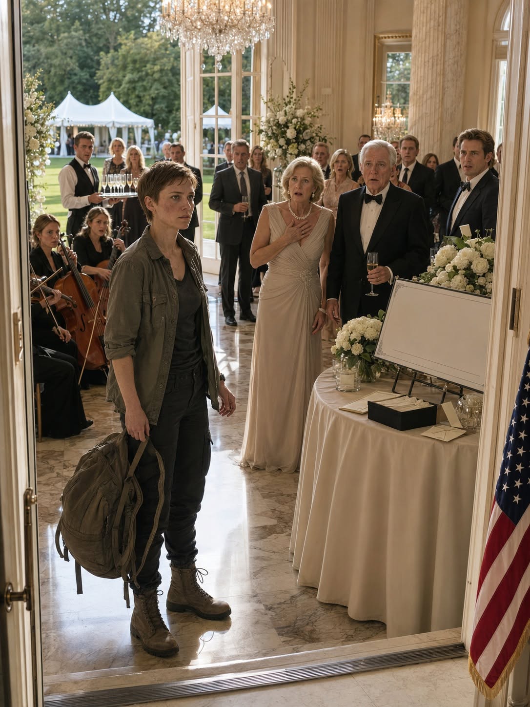 The words painted in elegant gold script across the midnight-blue silk banner hanging above the ballroom stage seemed to mock the damp heat of the Charleston evening: