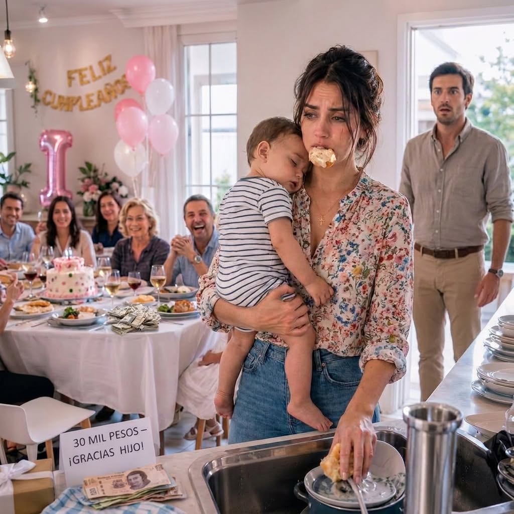 HE CAME HOME EARLY FOR HIS SON’S FIRST BIRTHDAY—AND FOUND HIS WIFE EATING DRY BREAD WHILE HIS MOTHER CELEBRATED WITH THE 30,000 PESOS HE SENT EVERY MONTH