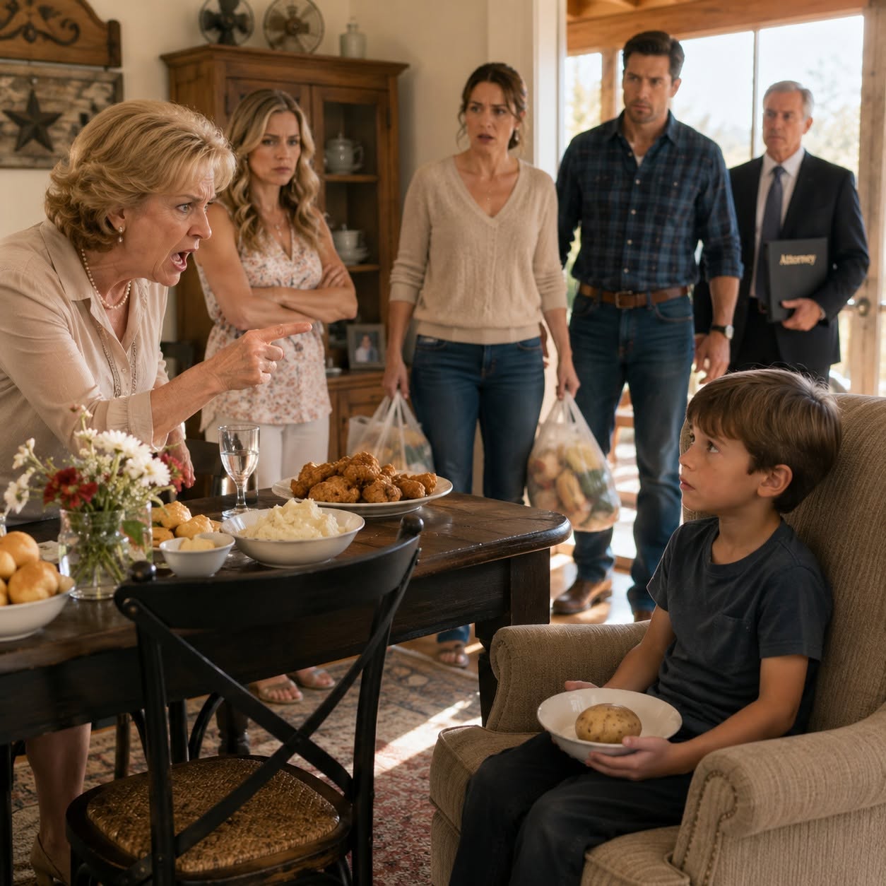 MY MOTHER-IN-LAW FED HER GRANDSON FRIED CHICKEN—WHILE MY SEVEN-YEAR-OLD SON ATE A COLD POTATO IN THE CORNER