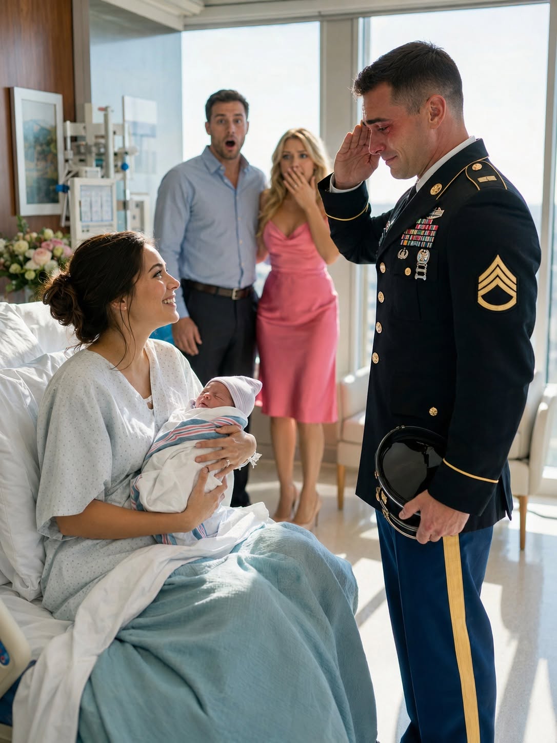 The pain hit again, sharp and rhythmic, tearing through my lower abdomen as the rain lashed violently against the kitchen windowpanes. I gripped the cold marble countertop, knuckles turning stark white, trying to steady my breathing. My uniform was long since shed for a soft, oversized maternity shirt, but the discipline of a United States Army colonel remained deeply wired into my posture.